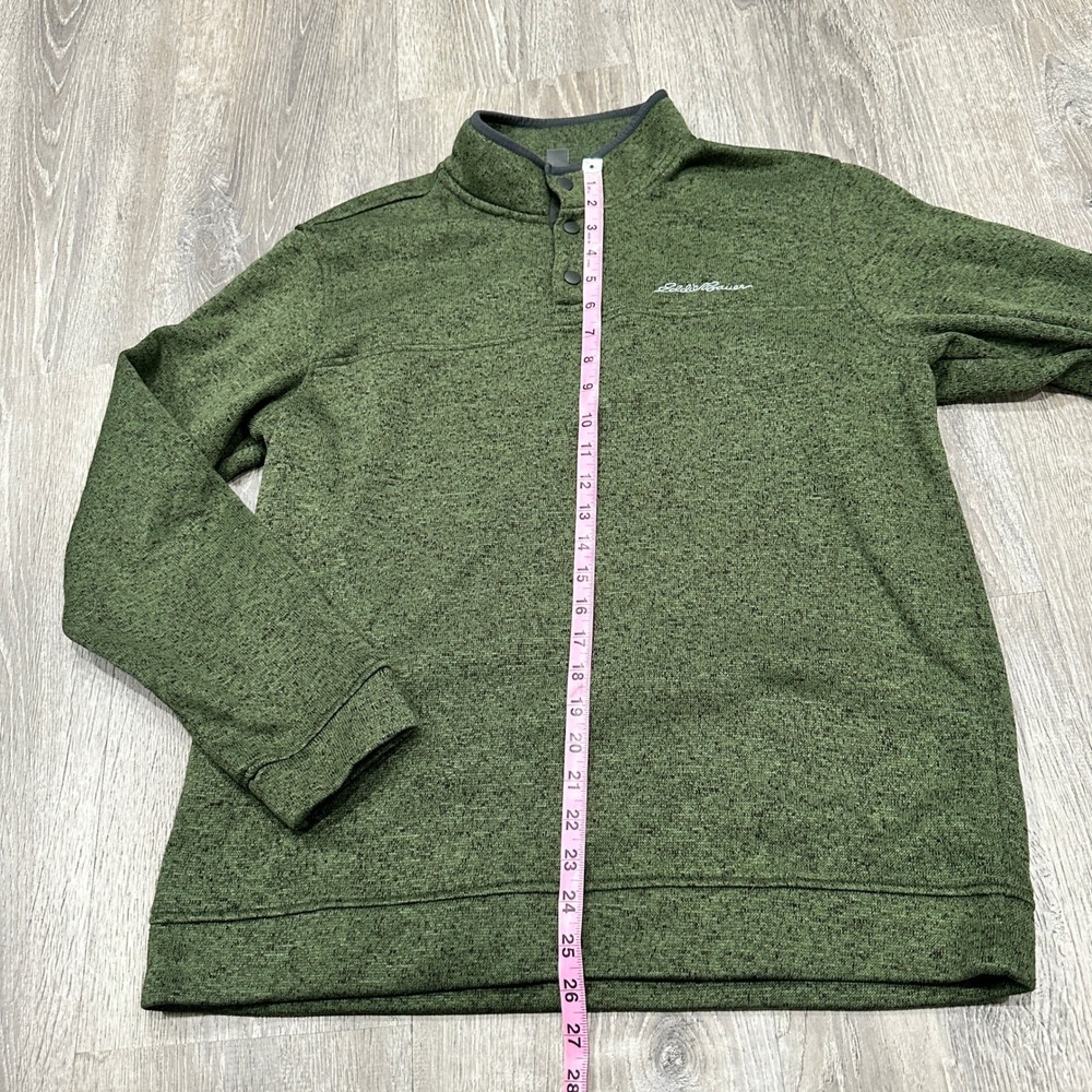 Eddie Bauer Mens Quarter Snap Fleece Pullover Heathered Green Large 50000090 - Picture 3 of 13